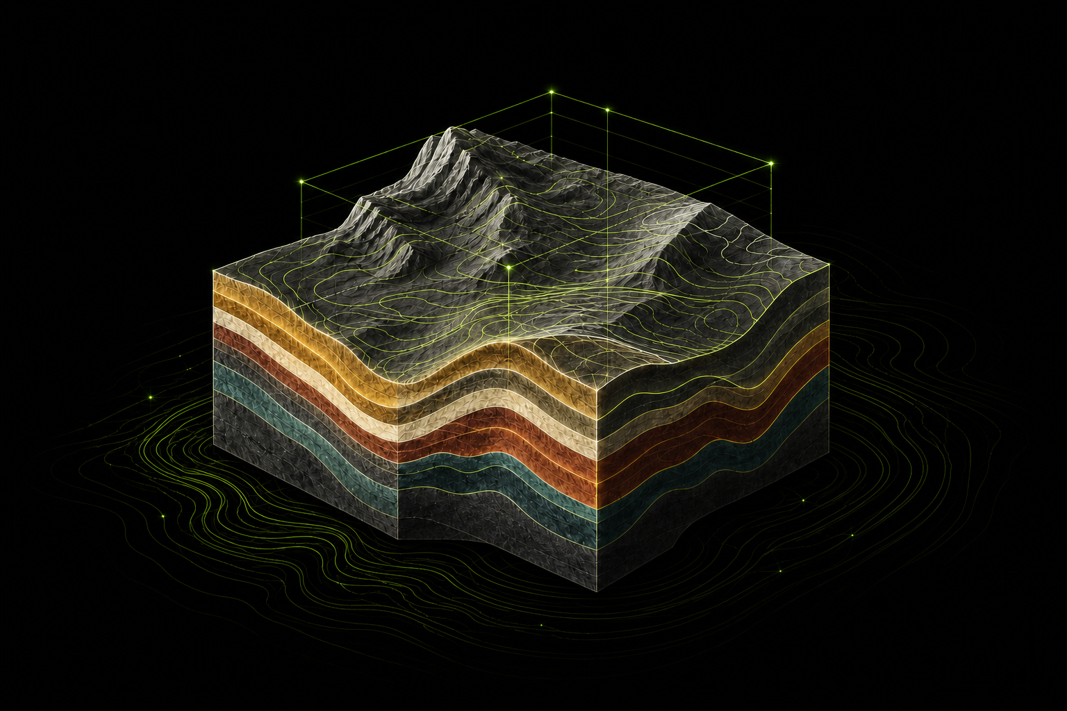 Isometric terrain cross-section of a building plot